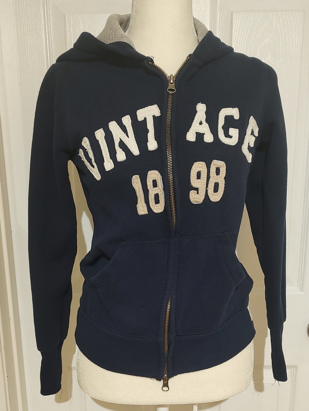 Cocoa Vintage Navy Blue Dual Zipper Hoodie